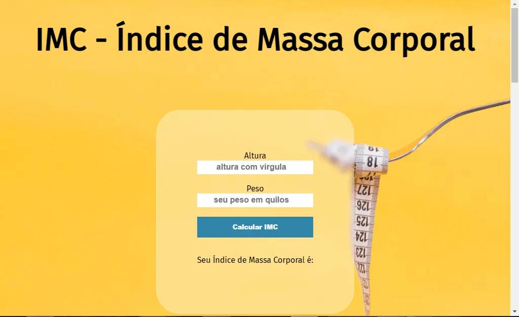 Captura do projeto Calcule seu IMC
