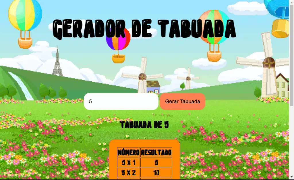 Captura do projeto Gerador de Tabuada