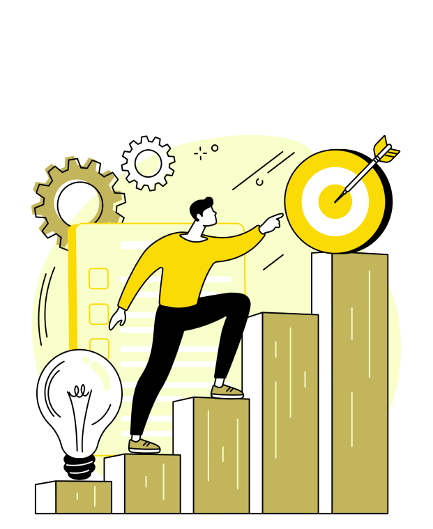 Ilustração pessoa subindo uma escada.