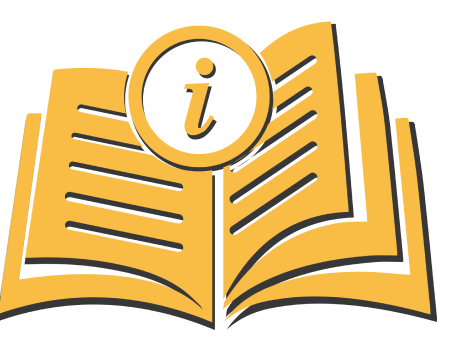 Livro aberto com um sinal de informação dentro dele